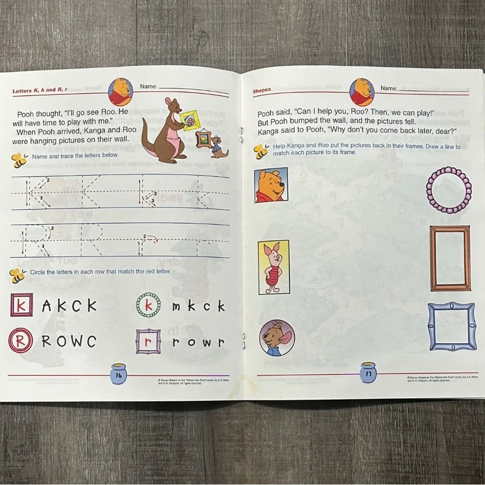 💞 New Disney Winnie the Pooh Pre-K Early Learning Skills Educational Workbook
